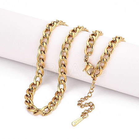 6MM 304 Stainless Steel Cuban Link Chain Necklaces NJEW-N058-11G-1