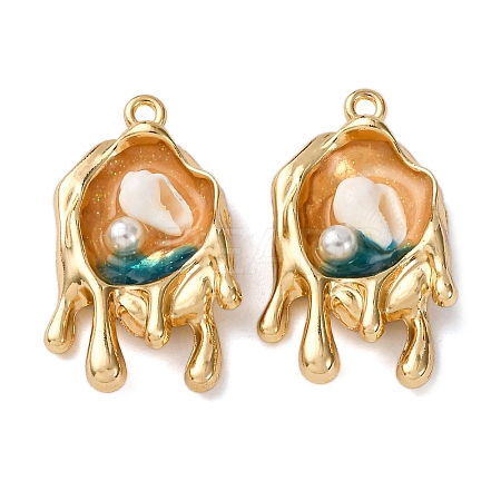 Light Gold Tone Alloy Enamel Pendants ENAM-B028-29KCG-1