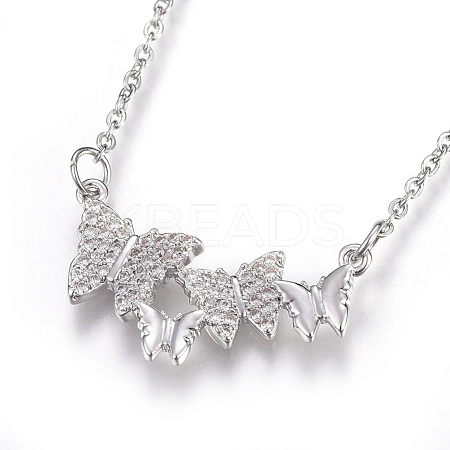 Brass Micro Pave Cubic Zirconia Pendant Necklaces NJEW-O108-12P-1