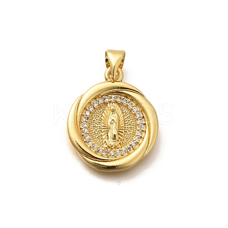 Religion Themed Rack Plating Brass Micro Pave Cubic Zirconia Pendants KK-L226-007G-02-1