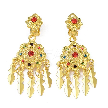 Bohemia Zinc Alloy Rhinestone Clip-on Earrings EJEW-C089-02C-G-1