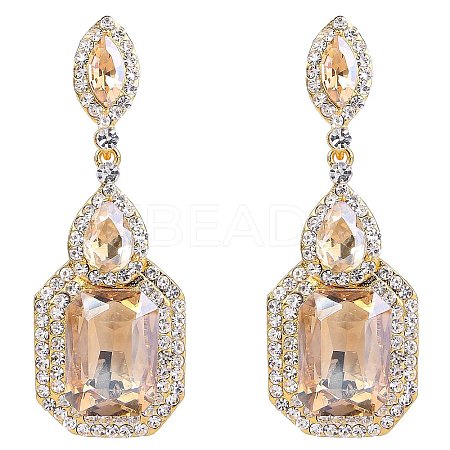 Brass Rhinestone Dangle Stud Earrings FS-WG9D6B6-06-1