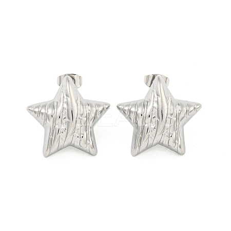 Non-Tarnish Star 304 Stainless Steel Ear Studs EJEW-L290-013P-1
