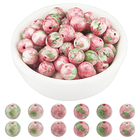 Synthetic Ocean White Jade(Rain Flower Stone) Beads Strands G-AR0003-20-1