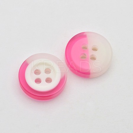 Dyed 4-Hole Flat Round Two Tone Resin Buttons For Children BUTT-N012-02C-1