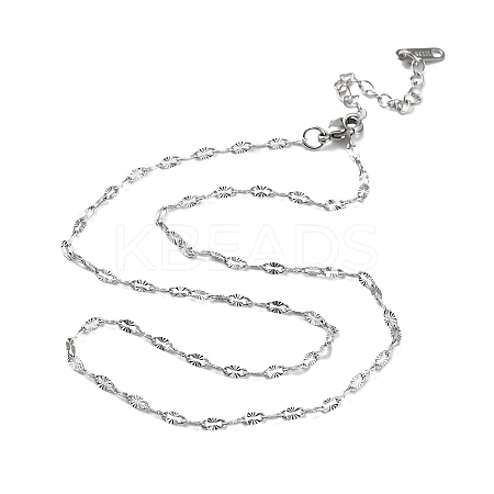 Non-Tarnish 304 Stainless Steel Textured Dapped Chain Necklace NJEW-D045-02P-1