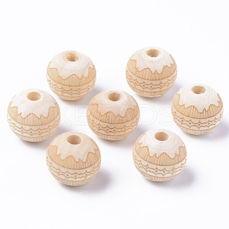 Unfinished Natural Wood European Beads WOOD-S057-015A-1