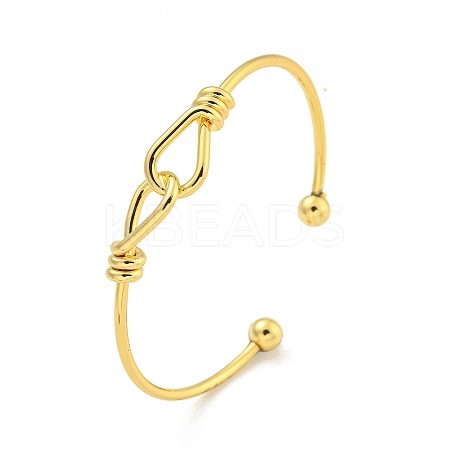 Cross Knot Brass Open Cuff Bangles for Women BJEW-G704-01G-1