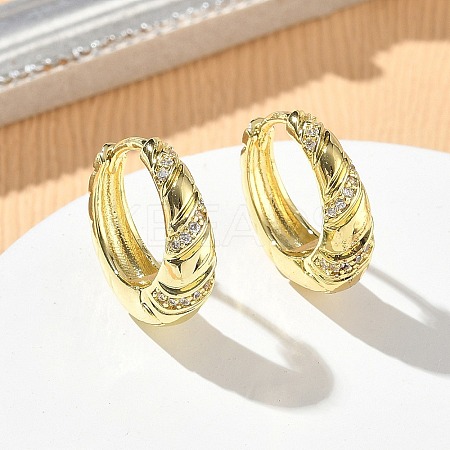 Brass Micro Pave Cubic Zirconia Hoop Earrings KK-CBA30C7-15G-1