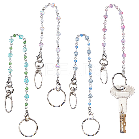 4Pcs Glass Beads Keychain KEYC-NB00026-1