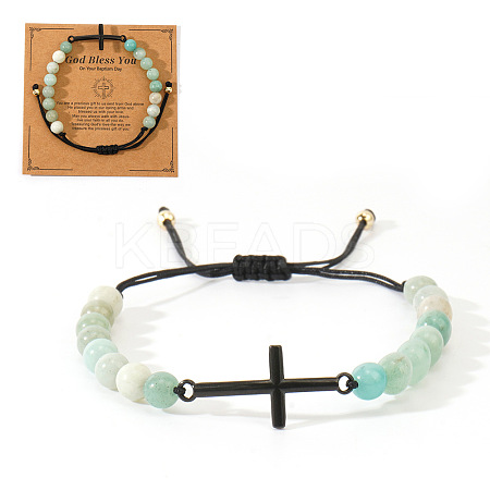 Natural Aventurine Beads Braided Bead Bracelets for Men FJ3912-3-1