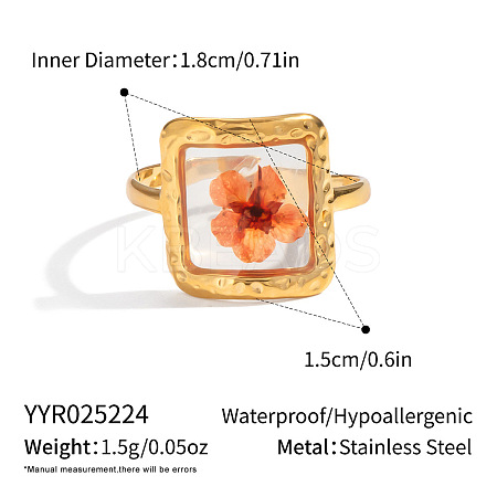 304 Stainless Steel with Enamel Flower Open Rings for Women VV0742-3-1