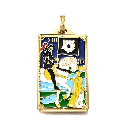 Tarot 304 Stainless Steel Enamel Pendants STAS-M119-07M-G-1