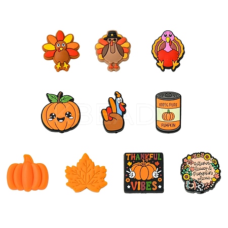 20Pcs 10 Styles Thanksgiving Day Themed Silicone Beads Sets SIL-CJ0002-88-1