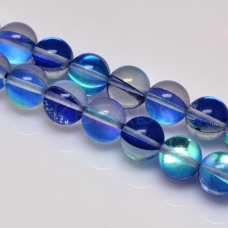 Synthetical Moonstone Beads Strands G-G585-6mm-12-1