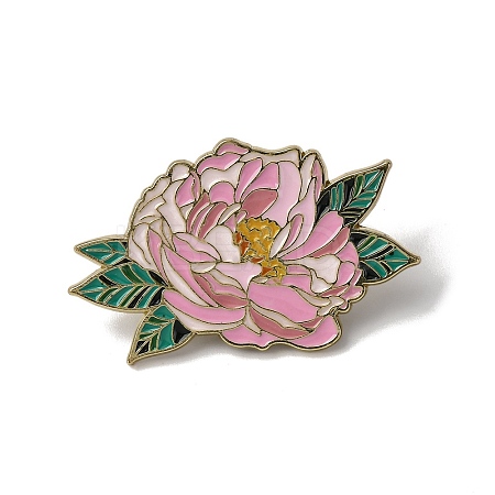 Peony Flower Enamel Pins JEWB-P050-03A-G-1