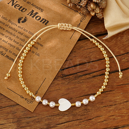 Handmade Brass & Imitation Pearl Round Beaded Bracelets YH5085-2-1