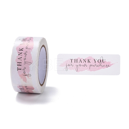 Pink Rectangle Paper Thank You Stickers DIY-C042-07A-1