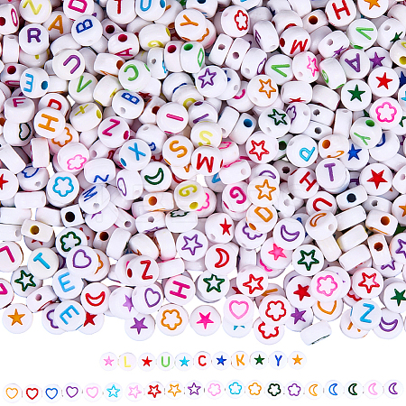 1400Pcs 3 Styles White Opaque Acrylic Beads MACR-PA0001-31-1