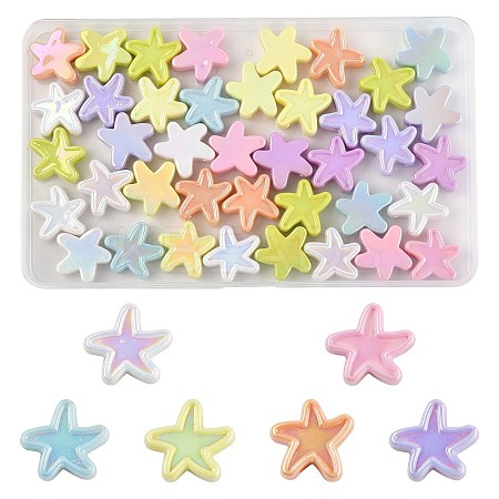 40Pcs UV Plating Opaque Acrylic Beads OACR-FS0002-26-1