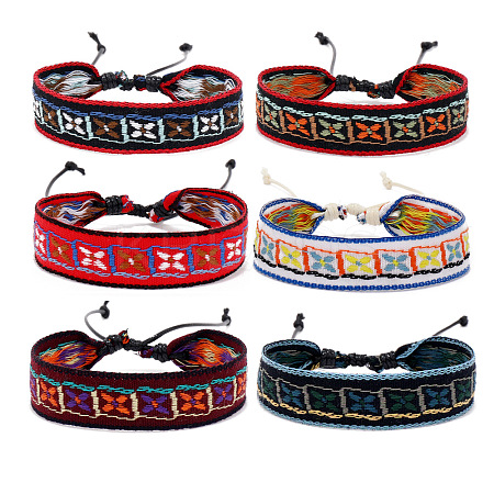 Cotton Flat Cord Bracelets Set PW-WG25250-03-1