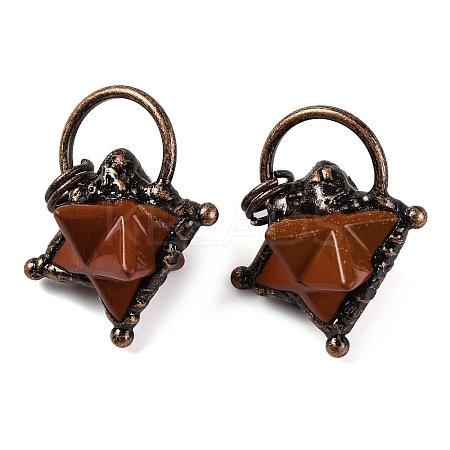 Natural Red Jasper Merkaba Star Pendants G-C144-02R-02-1