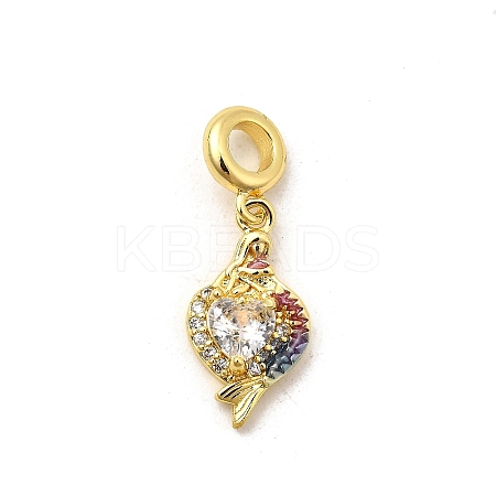 Brass Pave Clear Cubic Zirconia European Dangle Charms KK-C113-12G-1