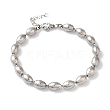Non-Tarnish 304 Stainless Steel Rice Beaded Bracelets for Women BJEW-B092-06P-1