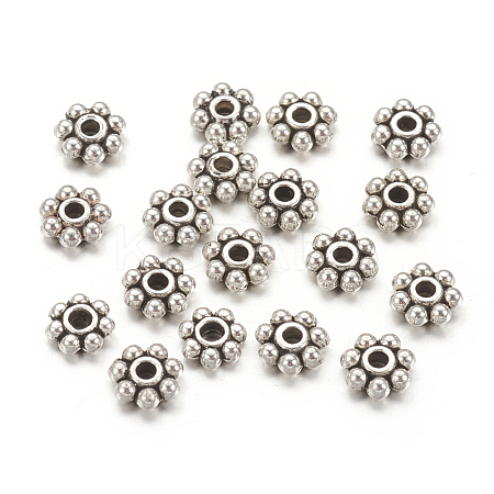 200Pcs Tibetan Style Alloy Beads Daisy Spacer Beads TIBEB-ZF0001-06AS-1