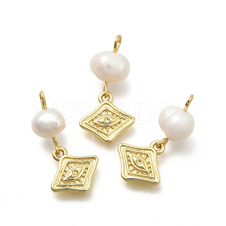 Brass Micro Pave Cubic Zirconia Pendants KK-Z093-33G-1