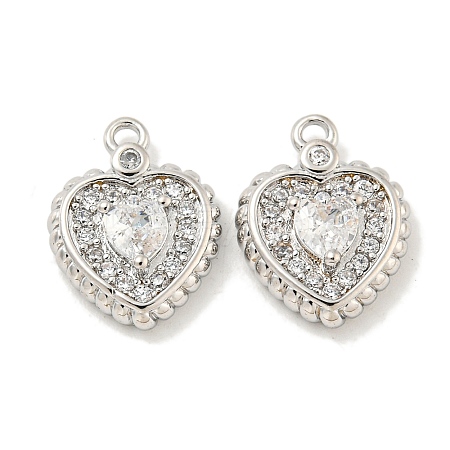 Brass Micro Pave Clear Cubic Zirconia Pendants KK-L211-002P-1