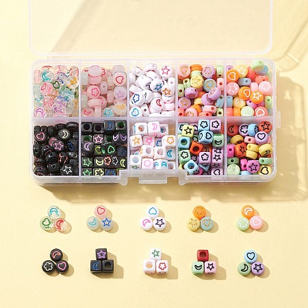 511Pcs 10 Style Transparent & Opaque Mixed Color Acrylic Beads MACR-FS0001-34-1