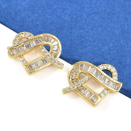 Brass Micro Pave Cubic Zirconia Stud Earrings for Women EJEW-K312-01G-1