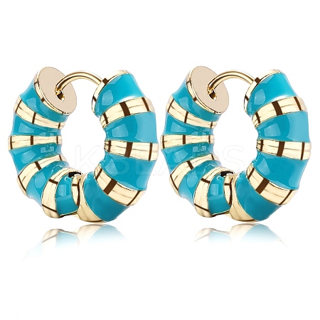 Enamel Striped Thick Hoop Earrings JE1110B-1