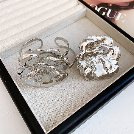 Iron Open Cuff Bangle & Ring Set for Women WG478CE-06-1