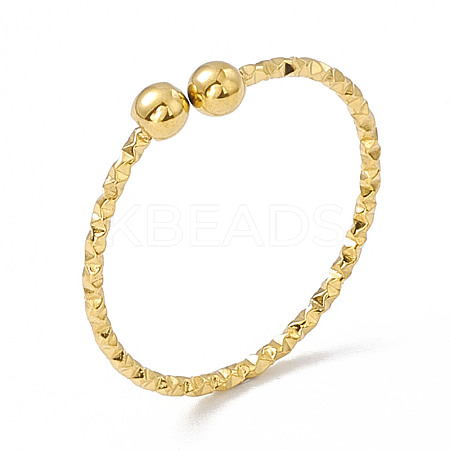 Ion Plating(IP) 304 Stainless Steel Round Ball Open Cuff Ring for Women RJEW-G275-01G-1