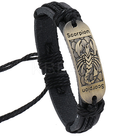 PU Leather Cord Adjustable Bracelets PW-WG4168B-01-1