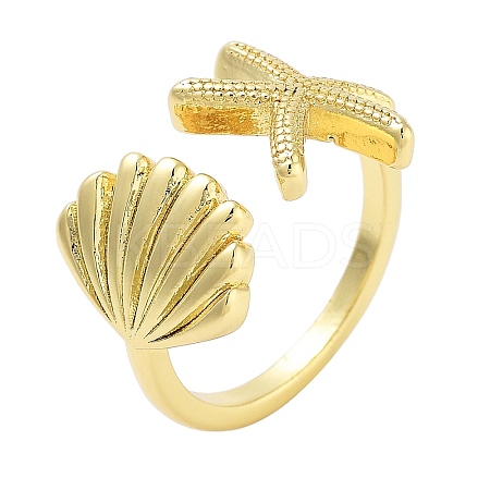 Brass Open Cuff Rings for Women RJEW-Z072-02G-04-1