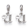 Platinum Rack Plating Alloy Rhinestone European Dangle Charms PALLOY-T048-36P-U-1