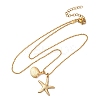 Summer Beach 304 Stainless Steel Starfish Shell Shape Pendant Necklaces NJEW-TA00200-2