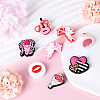 8Pcs 8 Styles Valentine's Day Silicone Focal Beads SIL-YW0001-64-3