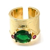 Rack Plating Brass Micro Pave Cubic Zirconia Open Cuff Rings for Women RJEW-M022-29G-1