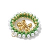 Glass Seed Beaded Christmas Wreath with Bowknot Pendants PALLOY-MZ01036-4