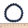 Natural Lapis Lazuli Round Beaded Stretch Bracelet BJEW-F203-06-4