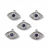 Brass Micro Pave Clear & Marine Blue Cubic Zirconia Charms KK-E068-VF263-4