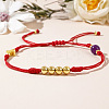 Stylish Round Natural Amethyst & Cross Brass Bead Braided Bracelets GG3213-2