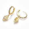 Brass Cubic Zirconia Dangle Hoop Earrings EJEW-S201-127-2