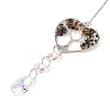 Wire Wrapped Natural Tourmaline Heart with Tree of Life Pendant Decorations HJEW-K046-02P-01-3
