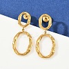 304 Stainless Steel Oval Dangle Stud Earrings EJEW-I319-02G-1