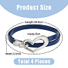 4Pcs 4 Colors PU Leather Simple Plain Double Loops Wrap Bracelets Set with Alloy Heart Clasps for Women BJEW-FI0001-73-2